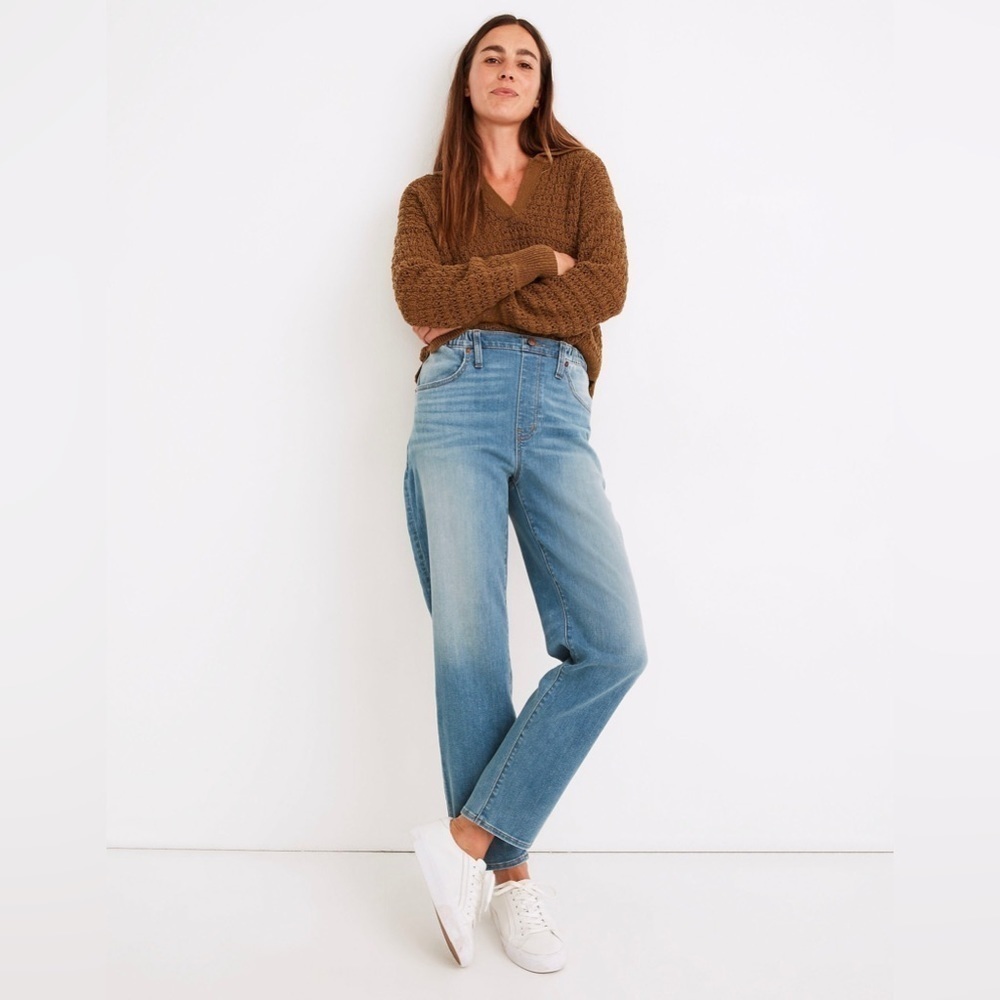 Madewell Light Blue High-Rise Pull-On Straight Jeans
